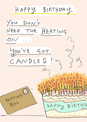 Felt Studios Funny Illustrated Heating Birthday Card