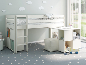 Noomi Nora Mid Sleeper Craft Cabin White Solid Wood (FSC-Certified)