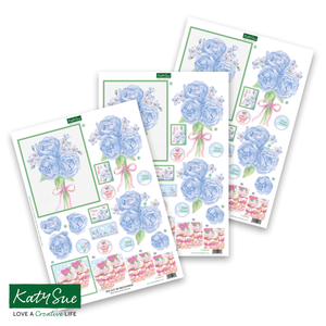 Die Cut Decoupage – Blue Roses and Cupcake (pack of 3)