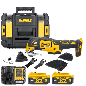 DeWalt DCS355 18V Brushless Oscillating-Multi Tool With Accessories + 2 x 5.0Ah Batteries, Charger & TStak Case