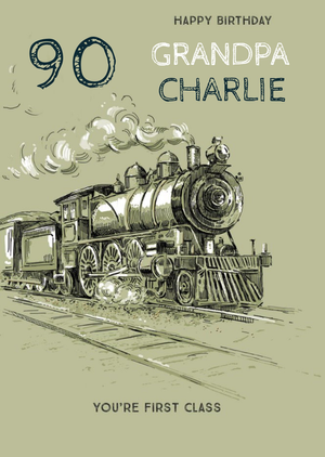 Ling Design Illustrated Train Milestone Birthdays 90th Travel Card