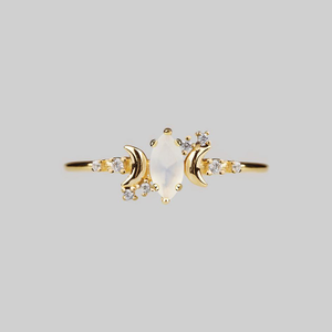 MOONDANCE. Opal & Cubic Zirconia Gold Ring - Gold / XLarge