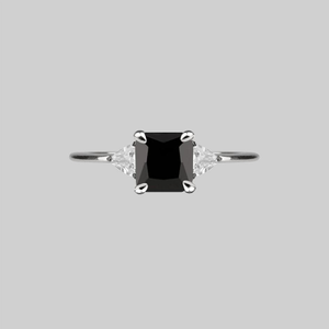 BETROTHAL. Black Spinel Silver Ring - Silver / Small