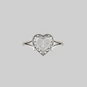 MY DARLING. Heart & Cubic Zirconia Ring - Silver - Silver / Large