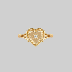 MY DARLING. Heart & Cubic Zirconia Ring - Gold - Gold / Large