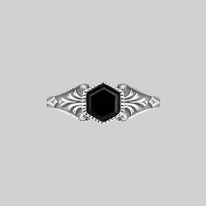 RELIC. Onyx Hexagon Ring - Silver