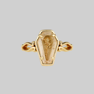 REBIRTH. Rose Under Glass™ Coffin Ring - Gold - Gold / XLarge