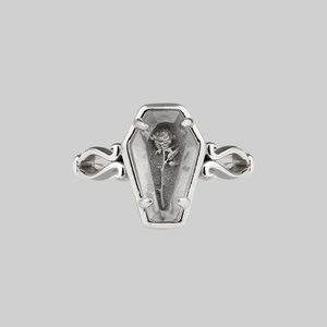 REBIRTH. Rose Under Glass™ Coffin Ring - Silver - Silver / Large