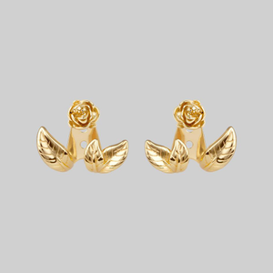 VERDURS. Rose & Foliage Earrings - Gold