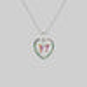 NEW DAWN. Butterfly Engraved Glass Heart Necklace - Silver - Silver