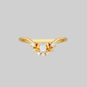 MOONLIGHT. Opal Chevron Ring - Gold - Gold / XXLarge