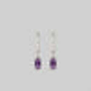 NYMPH. Dangly Amethyst Rectangle Hoop Earrings - Silver