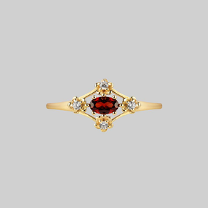 MARTHA. Ornate Garnet Floral Ring - Gold - Gold / XLarge