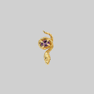 INSIDIOUS. Amethyst Coiled Snake Stud Earring - Gold