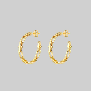 LUCIA. Spiked Chain Hoop Earrings - Gold