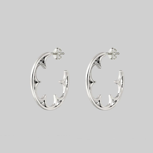 ATONE. Gothic Window Hoop Earrings - Silver - Silver / Pair