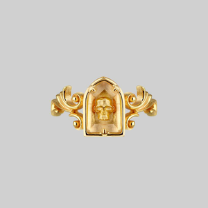 OMINOUS. Skull Under Glass™ Ring - Gold