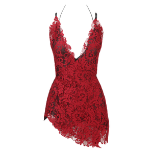 Festival Party Dress Valentina Deep Cherry Lace Wrap Dress Best Seller (S)