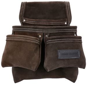 TOUGH MASTER Leather Tool Belt Pouch, 4 Pocket Organiser for Tools & Small Parts