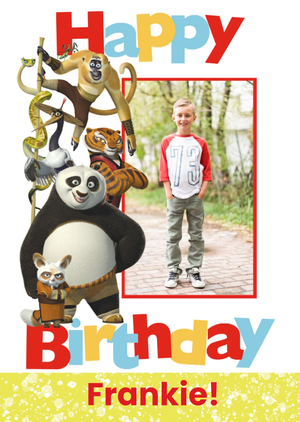 Kung Fu Panda Characters Photo Upload Birthday Card