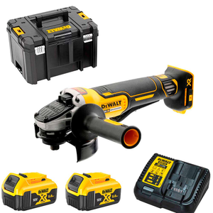 DeWalt DCG406P2 Cordless 18V XR 125mm Brushless Paddle Switch Angle Grinder With 2x5Ah Batteries, Charger And Carry Case