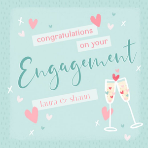 Moonpig Illustrated Champagne Glasses Customisable Engagement Card