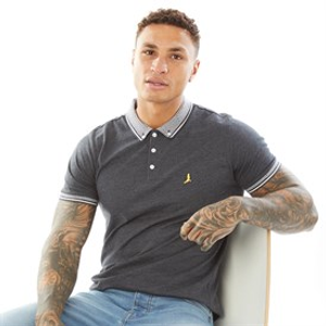 Brave Soul Mens Story Polo Shirt Dark Denim Marl