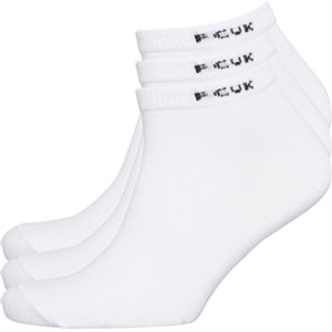 French Connection Mens FCUK Three Pack Trainer Socks White