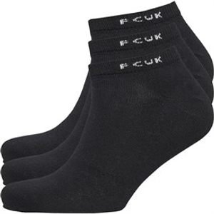 French Connection Mens FCUK Three Pack Trainer Socks Black