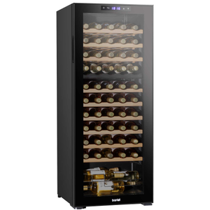 Baridi 55 Bottle Dual Zone Wine Fridge with Digital Touch Screen Controls, Beech Wood Shelves & LED Light, Black - DH93