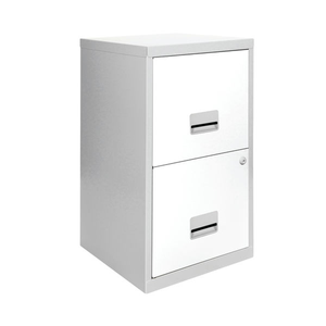A4 2 Drawer Maxi Filing Cabinet Silver/White