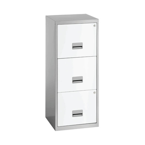 A4 3 Drawer Maxi Filing Cabinet Silver/White