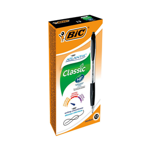 Bic Atlantis Medium Black Ballpoint Pen (Pk 12) 949844