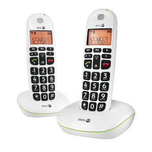 Doro DECT Cordless Telephone Big Button White Twin Pack