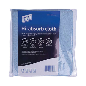 Robert Scott Blue Hi-Absorb Microfibre Cloths  Pk 5 -