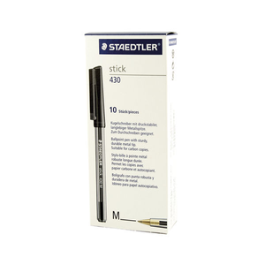 Staedtler Stick 430 Medium Black Ballpoint Pen (Pk 10) 430-M9