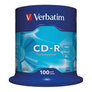 Verbatim 700MB 52x CD-R Spindle  Pack of 100 - 43411