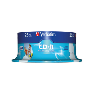Verbatim 700MB 52x Printable CD-R Spindle  Pack of 25 - 43439