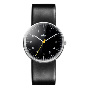 BN0021 Braun gents classic watch - black dial and black leather strap