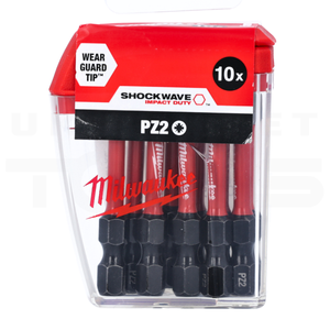 Milwaukee 4932472050 PZ2 50mm Pack of 10 Shockwave Screwdriver Bit CD 3rd Gen