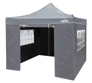 Premium 2x2m Pop-Up Gazebo & Side Walls, Water Resistant with Carry Bag, Stakes & Weight Bags - Grey - DG163