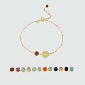 Bali 9ct Gold Disc and Personalised Birthstone Bracelet
