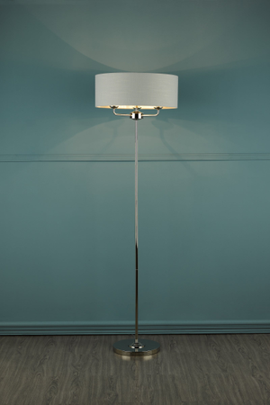 Laura Ashley Sorrento Floor Lamp Polished Nickel with Silver Shade