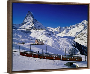 Switzerland, Valais, Zermatt, train and Matterhorn