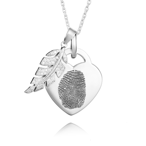 Sterling Silver FeatherFingerprint Necklace