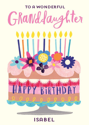 Illustrative typographic Granddaughter Birthday Card
