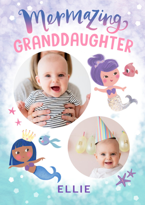 2 Photo upload illustrative Granddaughter Birthday Card