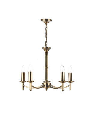 Dar Ambassador 5 Light Chandelier Antique Brass
