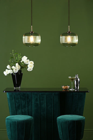 Dar Demarius 1 Light Pendant Green Glass Bronze Detail