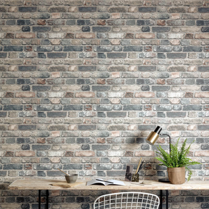 Grandeco Rustic Brick Blue/Grey Wallpaper - WL2204